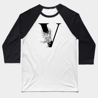 V alphabet Botanical cherry blossom sakura flowers Baseball T-Shirt